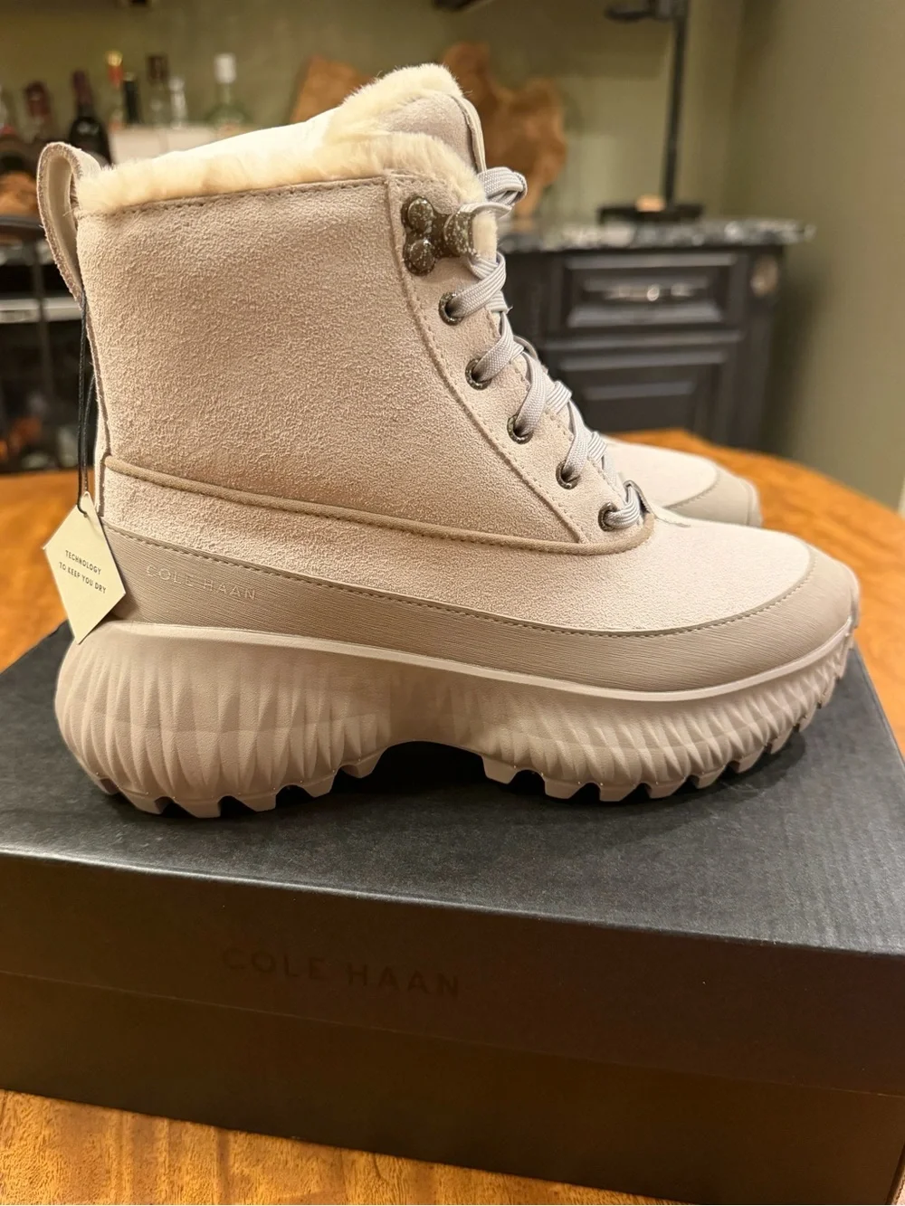COLE HAAN women’s 5.ZERØGRAND Flurry Hiker Waterproof Gray Suede Boots